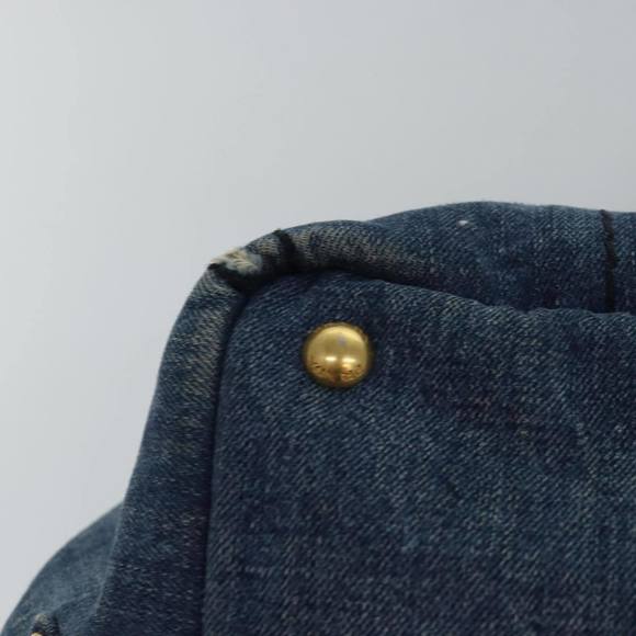 PRADA Canapa PM Hand Bag Denim Blue Auth 83344 - Picture 9 of 16